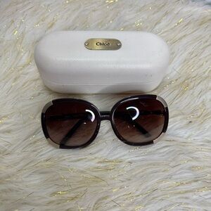 Chloe Dark Brown Sunglasses with White Case
